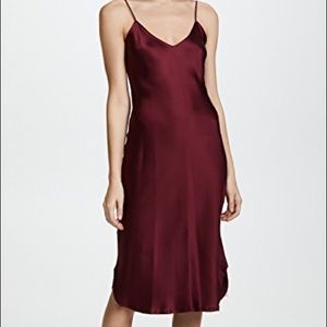 Nili Lotan burgundy silk slip dress